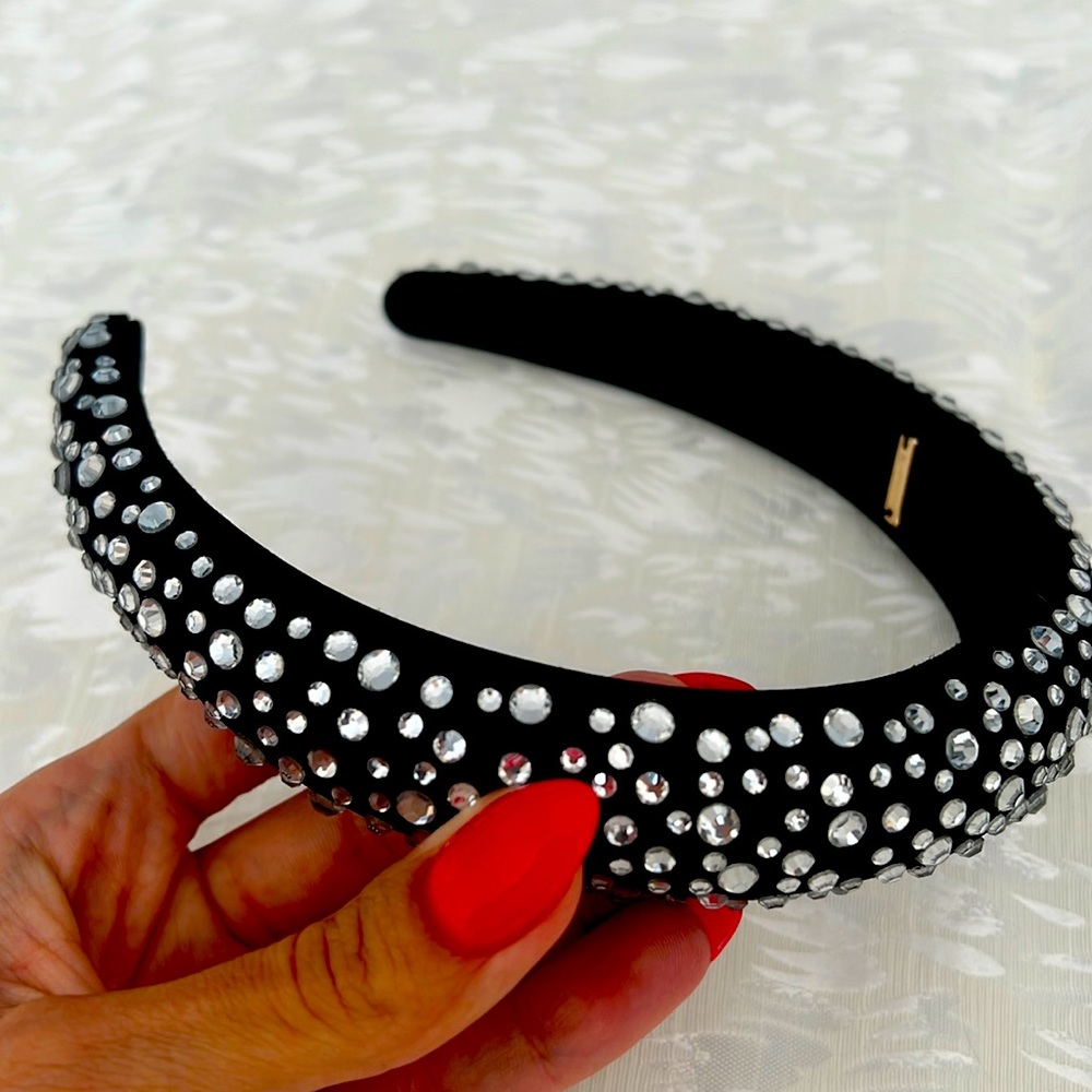 Baublebar headband Luxury Fancy black rhinestones shiny material